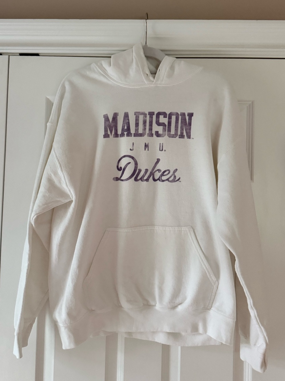 JMU Dukes White Hoodie Sweatshirt